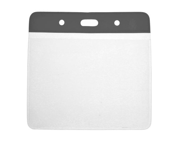 Einschubtasche transparent mit schwarzer Lasche Querformat Kartenhalter