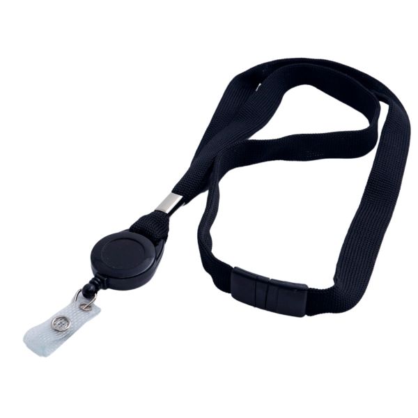 Lanyard 15mm mit Jojo und Textillasche schwarz
