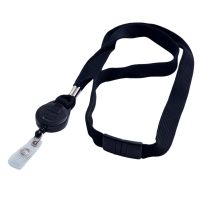 Lanyard 15mm mit Jojo und Textillasche schwarz