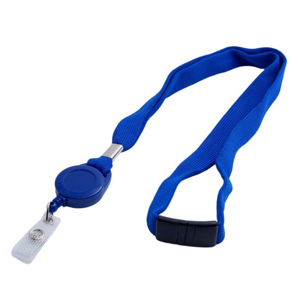 Lanyard 16mm mit Jojo und Textillasche blau