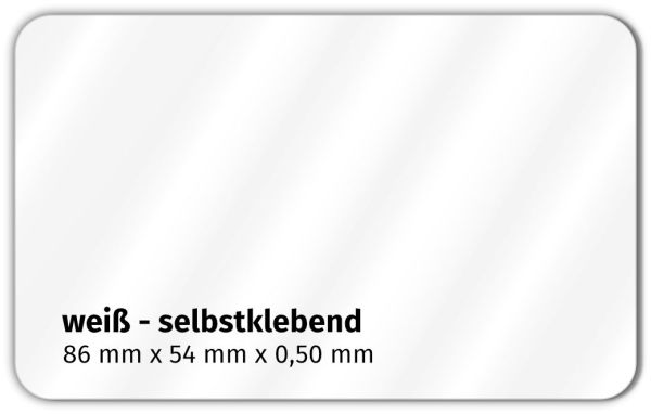 Plastikkarte 86x54mm 500µ weiß selbstklebend