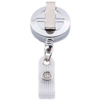 Mini Ausweisjojo - 32mm mit Clip und Lasche, Kartenjojo silber