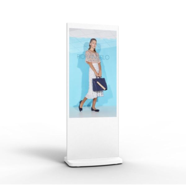 Freistehende digitale Stele im Tablet-Stil 55" weiß