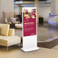 Freistehende digitale Stele im Tablet-Stil 55" weiß