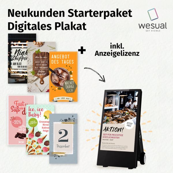 Wesual Create Neukunden Starterpaket "Digitales Plakat" inkl. einer Anzeigelizenz