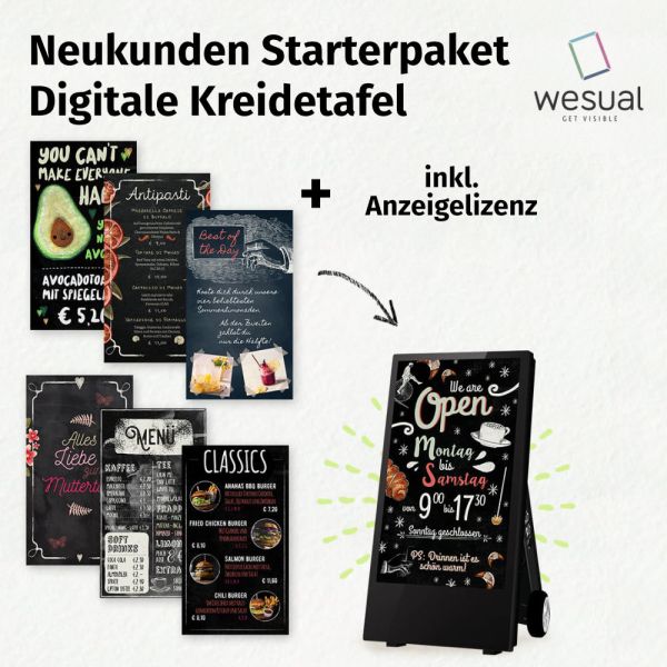 Wesual Create Neukunden Starterpaket "Digitale Kreidetafel" inkl. einer Anzeigelizenz