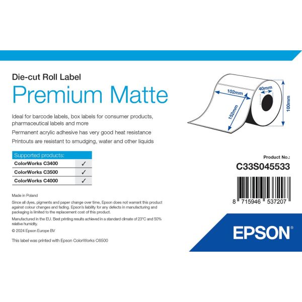 Etikettenrolle EPSON, 102x152mm, matt