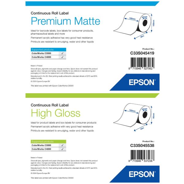 Etikettenrolle Epson 102mm, Continuous Paper