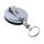 Ausweisjojo 53mm chrom mit Schlüsselring, Gürtelclip und Stahlseil