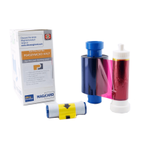 Pridento PD450YMCKO-HALF Farbband, vollfarbig + half panel (Passbild)