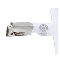 Hosenträgerclip, transparenter Vinylstrap & Metalldruckknopf