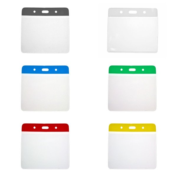 Einschubtasche transparent mit farbiger Lasche Querformat Kartenhalter