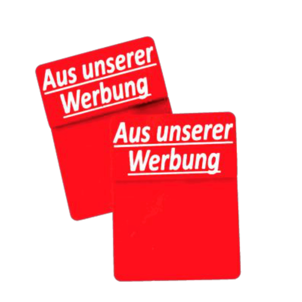 Aktionsreiter "Aus unserer Werbung" 54 x 27 mm